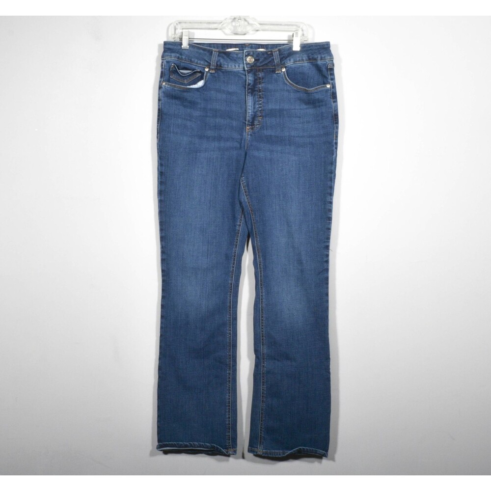 Seven7 Tummyless High Rise Bootcut Stretch Blue Jeans Size 14